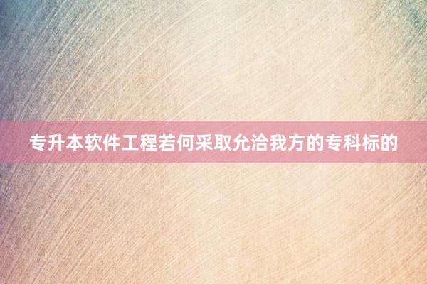 专升本软件工程若何采取允洽我方的专科标的